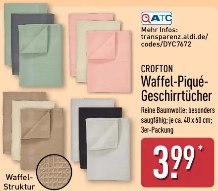 CROFTON Waffel-Piqué-Geschirrtücher