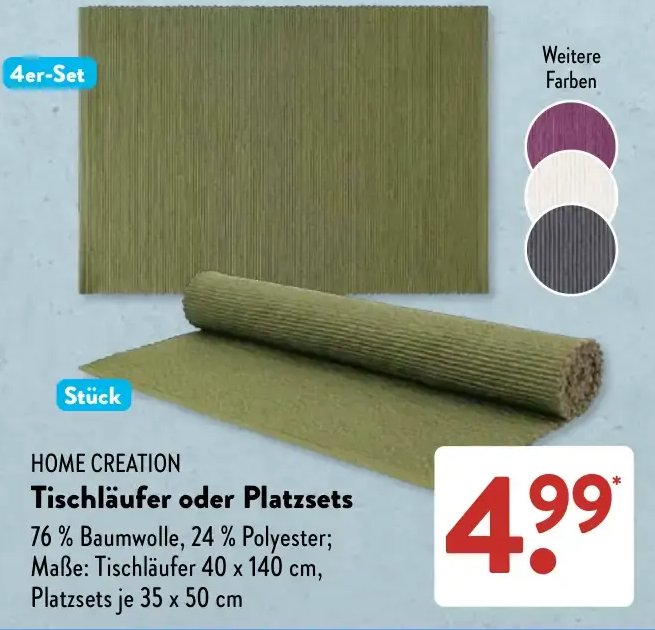 HOME CREATION Tischläufer oder Platzsets