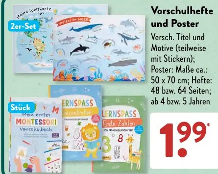 Vorschulhefte und Poster