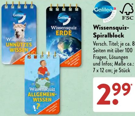 Wissensquiz-Spiralblock