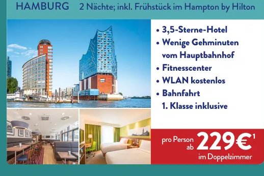 HAMBURG 2 Nächte; inkl. Frühstück im Hampton by Hilton