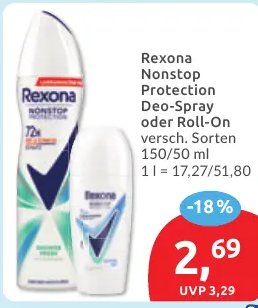 Rexona Nonstop Protection Deo-Spray oder Roll-On