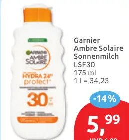 Garnier Ambre Solaire Sonnenmilch LSF30