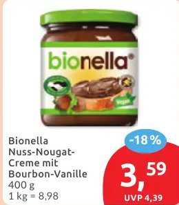 Bionella Nuss-Nougat-Creme mit Bourbon-Vanille