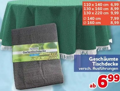 Geschäumte Tischdecke