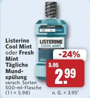 Listerine Cool Mint oder Fresh Mint Tägliche Mund-spülung