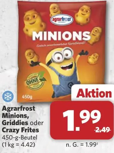 Agrarfrost Minions, Griddies oder Crazy Frites