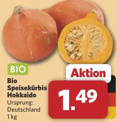 Bio Speisekürbis Hokkaido