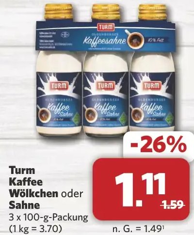 Turm Kaffee Wölkchen oder Sahne
