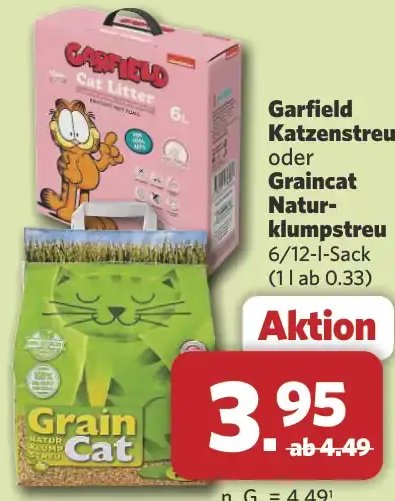 Garfield Katzenstreu oder Graincat Natur-klumpstreu