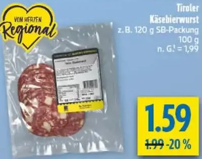 Tiroler Käsebierwurst