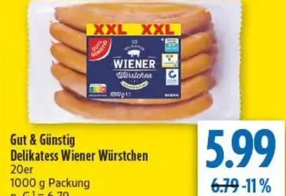 Gut & Günstig Delikatess Wiener Würstchen
