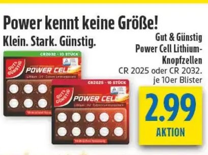 Power Cell Lithium-Knopfzellen