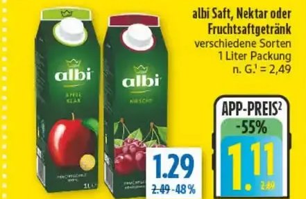 albi Saft, Nektar oder Fruchtsaftgetränk