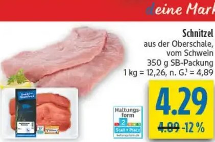 Schnitzel aus der Oberschale, vom Schwein