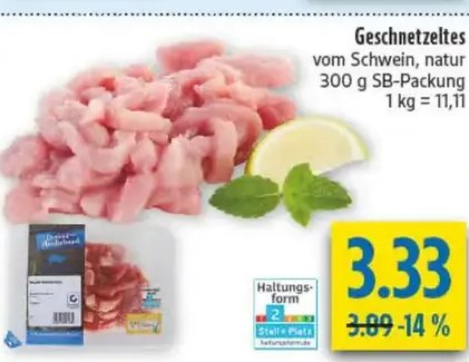 Geschnetzeltes vom Schwein, natur