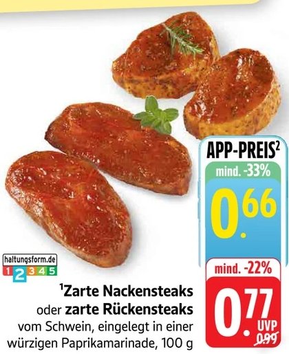 Zarte Nackensteaks oder zarte Rückensteaks