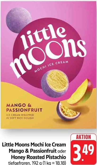 Little Moons Mochi Ice Cream Mango & Passionfruit oder Honey Roasted Pistachio