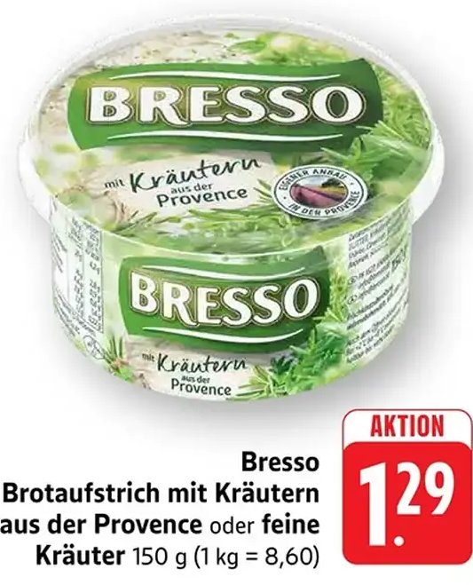 Bresso Brotaufstrich mit Kräutern aus der Provence oder feine Kräuter