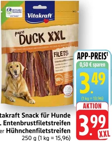 Vitakraft Snack für Hunde XXL Entenbrustfiletstreifen oder Hähnchenfiletstreifen