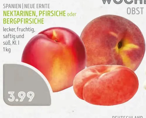 NEKTARINEN, PFIRSICHE oder BERGPFIRSICHE