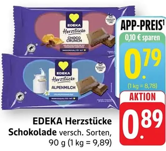 EDEKA Herzstücke Schokolade versch. Sorten