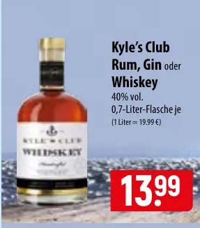 Kyle's Club Rum, Gin oder Whiskey