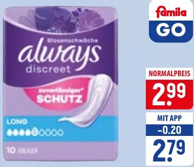 always discreet Hygieneeinlagen
