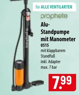 prophete Alu-Standpumpe mit Manometer