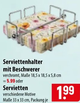 Serviettenhalter mit Beschwerer