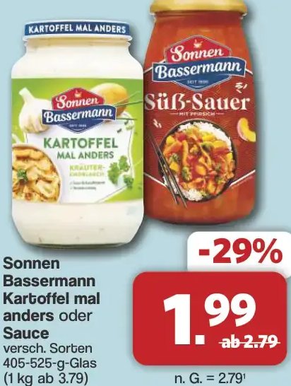 Sonnen Bassermann Kartoffel mal anders oder Sauce
