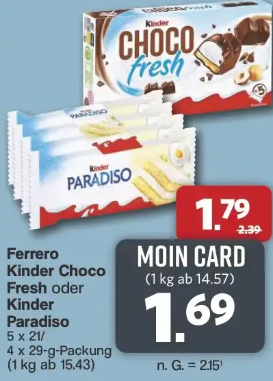 Ferrero Kinder Choco Fresh oder Kinder Paradiso