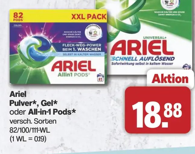 Ariel Pulver*, Gel* oder All-in-1 Pods*