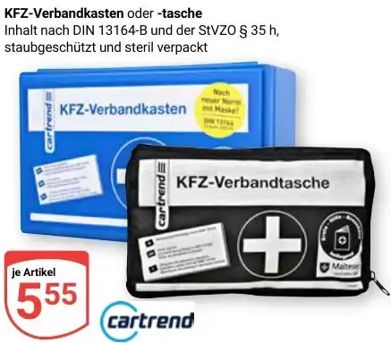 KFZ-Verbandkasten oder -tasche