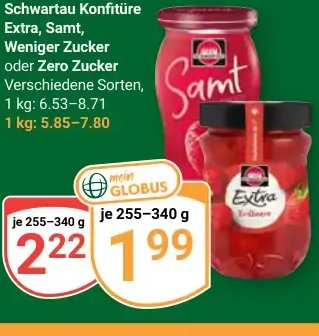 Schwartau Konfitüre Extra, Samt, Weniger Zucker oder Zero Zucker
