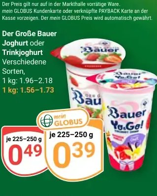 Der Große Bauer Joghurt oder Trinkjoghurt
