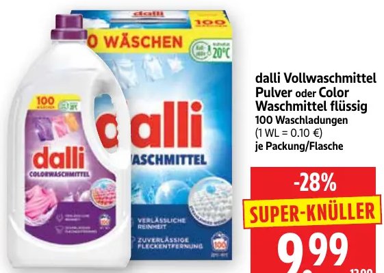 dalli Vollwaschmittel Pulver oder Color Waschmittel flüssig