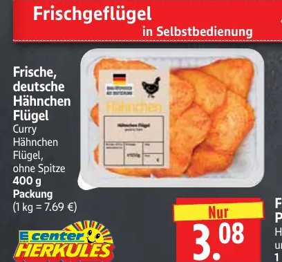 Frische, deutsche Hähnchen Flügel Curry