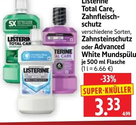 Listerine Total Care, Zahnschutz oder Advanced White Mundspülung