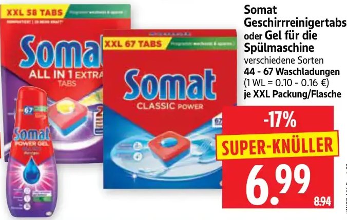 Somat Geschirrreinigertabs oder Gel für die Spülmaschine