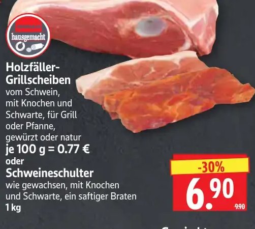 Holzfäller-Grillscheiben oder Schweineschulter
