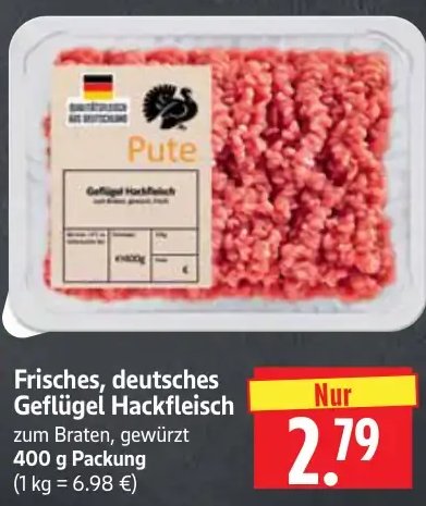 Frisches, deutsches Geflügel Hackfleisch