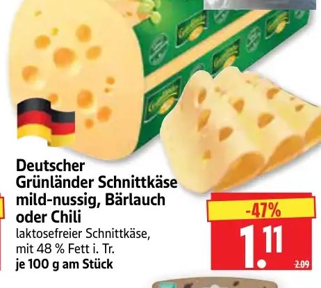 Deutscher Gründländer Schnittkäse