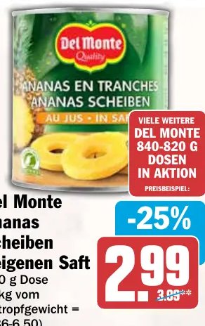 Del Monte Ananas Scheiben i.eigenen Saft