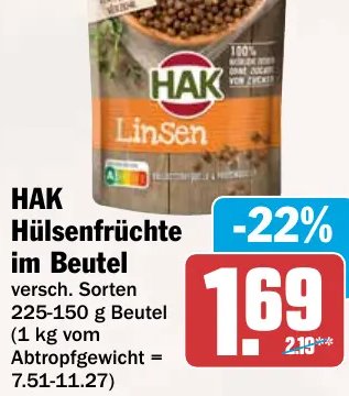 HAK Hülsenfrüchte im Beutel