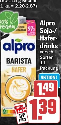 Alpro Soja-/Hafer-drinks