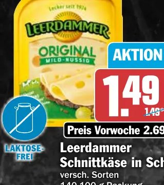 Leerdammer Schnittkäse in Scheiben