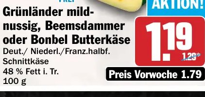 Grünländer mild-nussig, Beemsdammer oder Bonbel Butterkäse