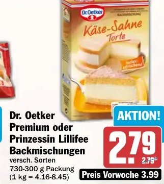 Dr. Oetker Premium oder Prinzessin Lillifee Backmischungen