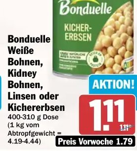 Bonduelle Weiße Bohnen, Kidney Bohnen, Linsen oder Kichererbsen